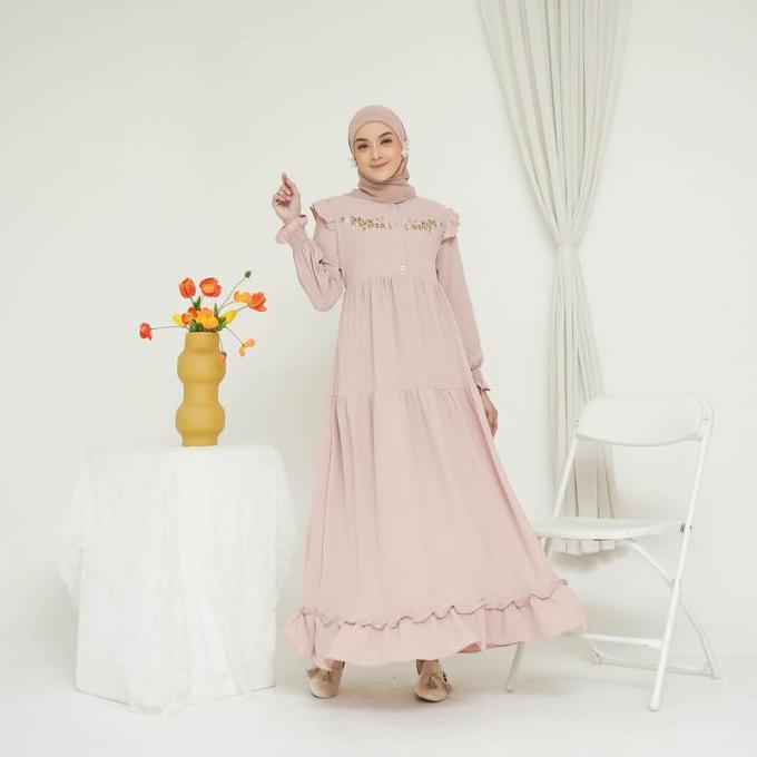 Siera Dress / Gamis bordir Airflow Cantik Muslim Panjang Wanita