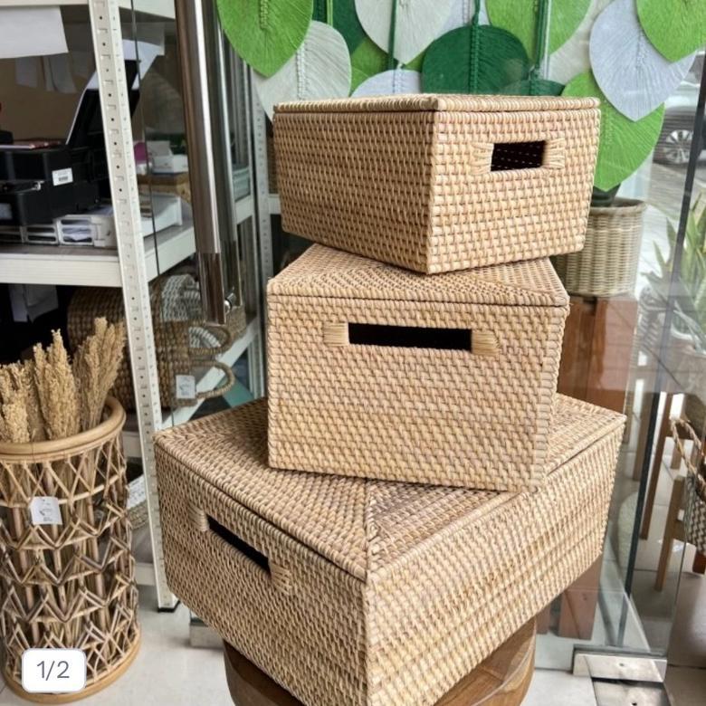[RTN] Keranjang Tutup Rotan / Kotak Rotan Tutup / Keranjang Rotan Tutup KTR01