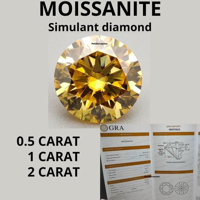 moissanite simulant diamond 0.5 carat - 2 carat bulat / PCS YELLOW