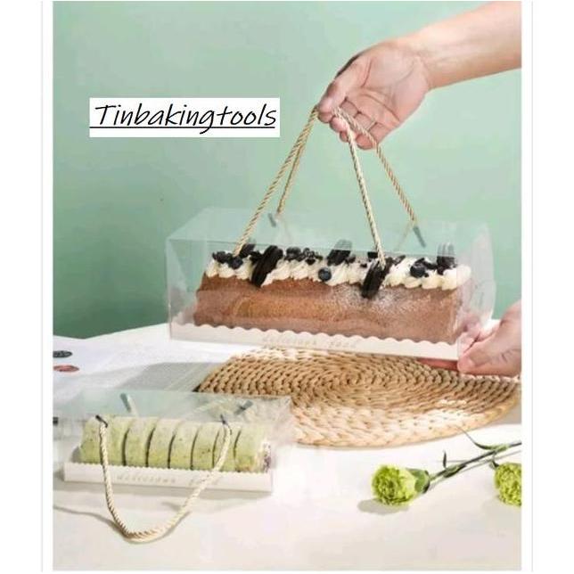 10Pcs Box Mika Tali Mika Bolu Gulung Roll Cake Box Mika Panjang