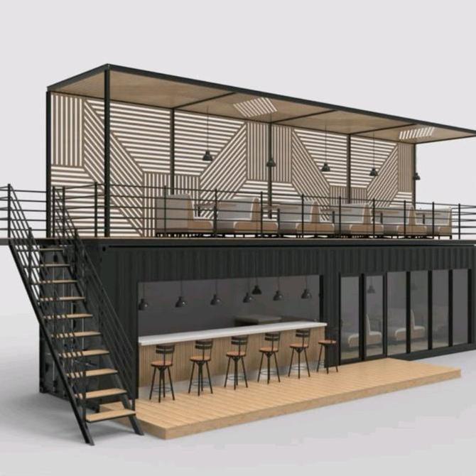 Terlaris Cafe Container Booth Coffee Shop Outdoor 2 Lantai Double Deck
