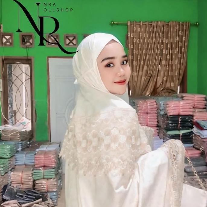 Mukena Dewasa Jumbo Super Foil Motif Renda Jiper Kalung Mukena Mewah Mukena elegan Mukena mewah Muke