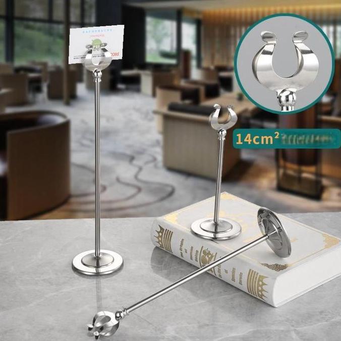 Stand Nomor Meja Stainless Steel Table Stand Menu Stand Menu Meja Makanan Minuman TB
