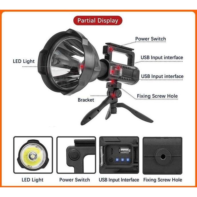 Lightfast- Senter Led Sorot Jarak Jauh Super Terang X2000 W590/W591 Lampu Senter Jumbo Big Lamp Led 