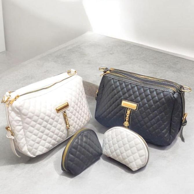 Updown- Balerina Tas Selempang Wanita Bahan Bordir Motif Kotak-Kotak Px28 Lx10 Tx20 Dengan Pilihan W