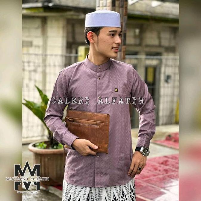 ALFATIH - baju koko sultan vercace Kemko Sultan embos jaguar koko pria Katun Putih Navy Hitam motif 