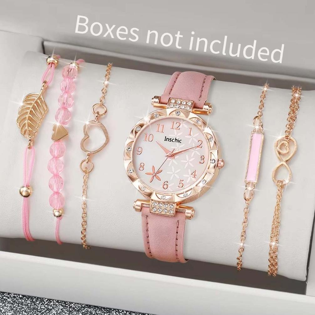 hot deals 5pcsins jam tangan kuarsa wanita wanita bunga kuarsa jam tangan arab digital dial gelang s