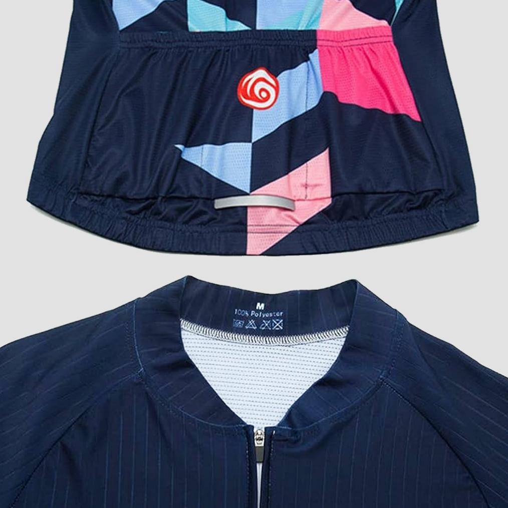 NEW Setelan Jersey Sepeda Wanita Blue Mozaic Celana Bib Women Cycling Jersey Set