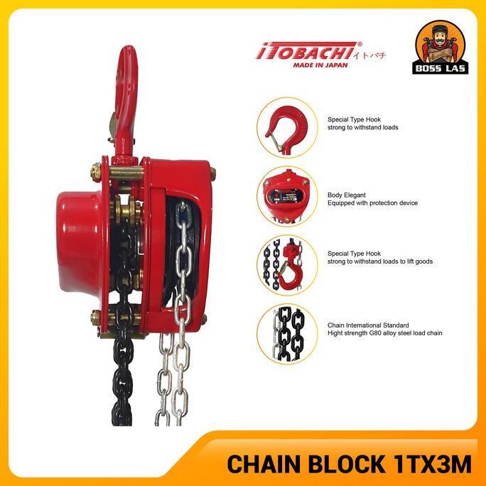 Chainblock Chain Block Takel Katrol 1 Ton x 3M Itobachi