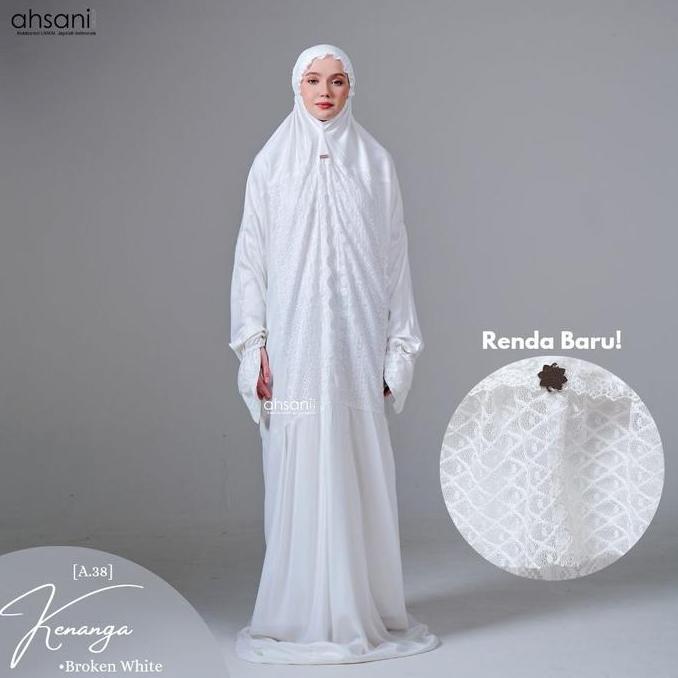 Mukena Terusan Putih Kenanga Ahsani A38 Rayon Premium Tebal Adem Dingi