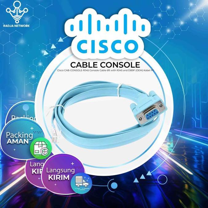 TERBARU - Cisco CAB-CONSOLE-RJ45 Console Cable 6ft with RJ45 and DB9F (OEM) Kabel Pc Router