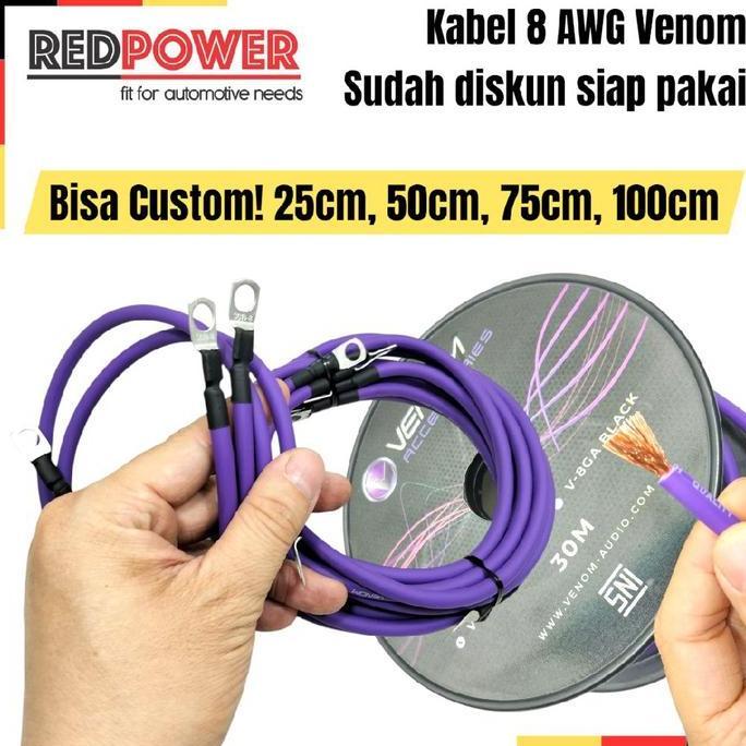 QUANZAX Kabel 8 awg ungu purple 8awg di skun bisa custom ground power audio venom