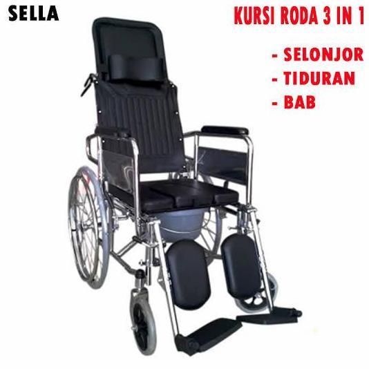 Kursi Roda 3 in 1 Sella KY 608GC / Tempat Tidur BAB Selonjoran