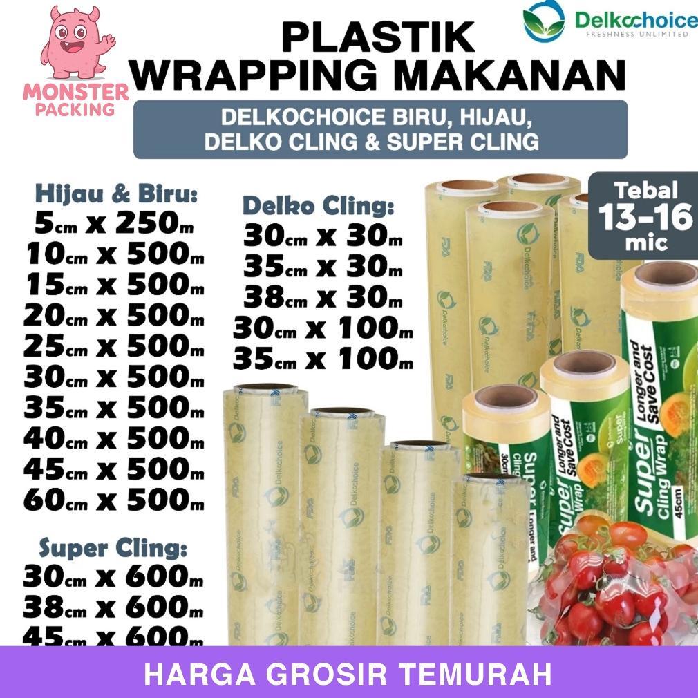 Plastik Cling Wrap DELKOCHOICE HIJAU & BIRU EKONOMIS PREMIUM Delko Super Cling Food Wrapping Makanan