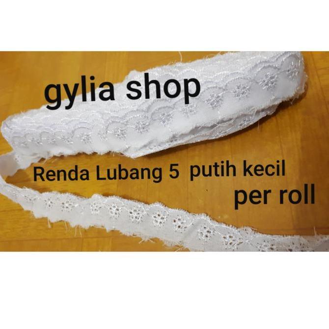 Ready Renda Lubang Lima Kecil / Renda Putih Kecil Per roll / Renda Kerudung
