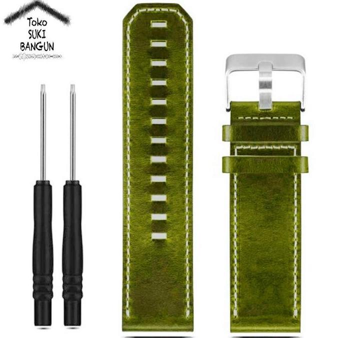 TALI JAM untuk Garmin Fenix 3 Thick Leather Watch Band Strap Tali Jam Kulit Tebal