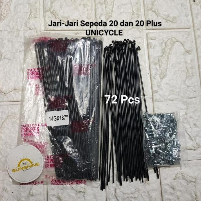 Spoke Ruji Jari 187 UNICYCLE 187mm Black Velg Rims Sepeda 20 Murni Dan 20 Plus 20x1 3/8 Tinggi 4cm J
