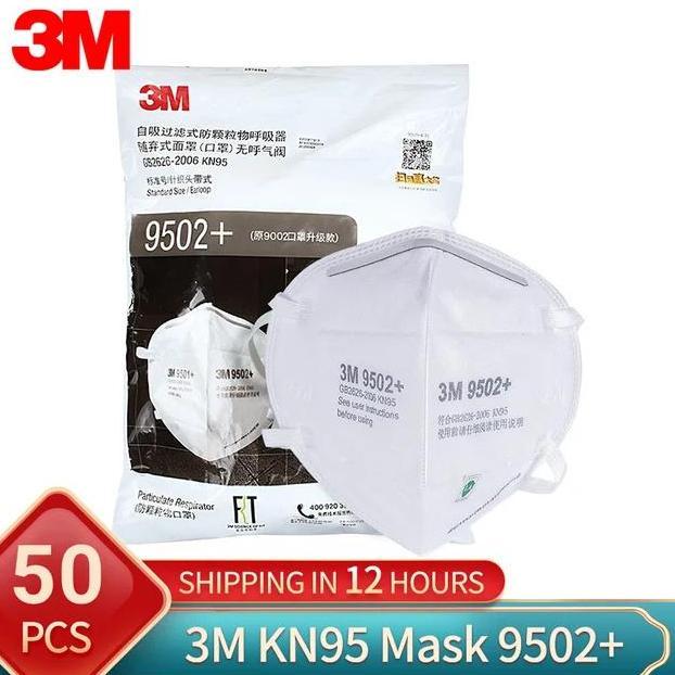 Masker 3M 9502+ KN95 N95 Headloop Hijab Bag 50 Pcs