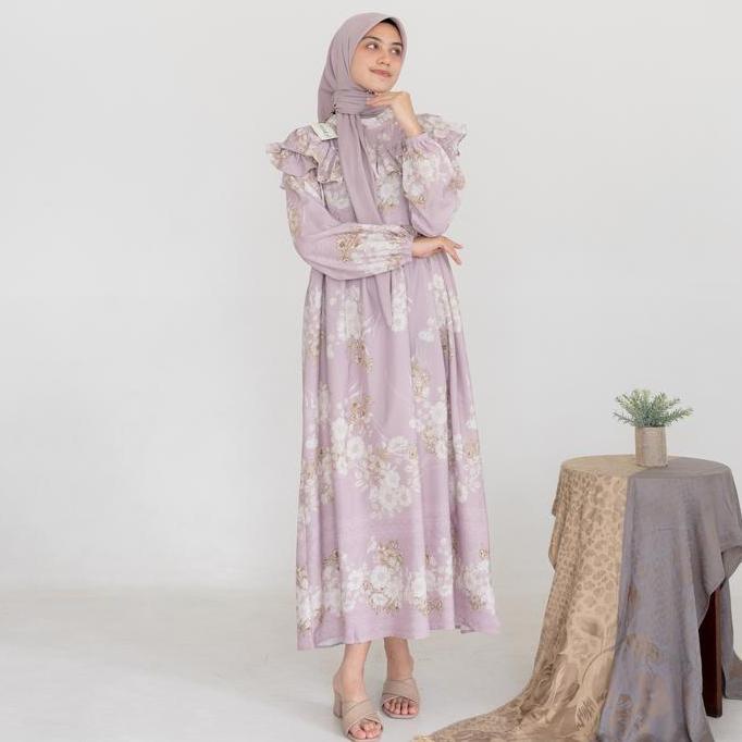 Dress Wanita Hijab Korean / Maxi Korea Bunga / Gamis Panjang Flower P.168