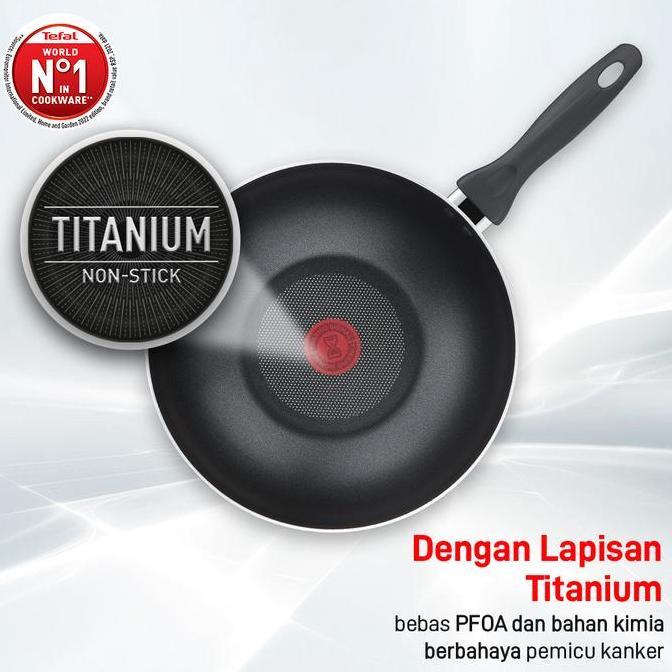 Tefal Wajan Penggorengan Anti Lengket Cook & Clean Wokpan 28cm + Tutup