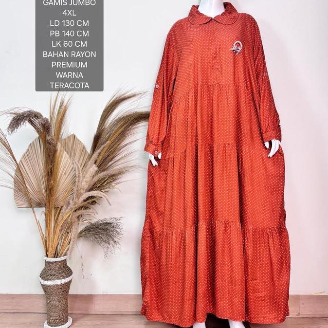 Gamis Jumbo Ld 130 Cm Bahan Rayon Premium Motif Polkadot