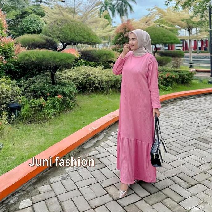 PAKET HEMAT 100 RIBUAN DAPAT 2 PCS GAMIS REMPEL BAWAH KNIT KONDRU Wanita Muslim Dress Syari Remaja D
