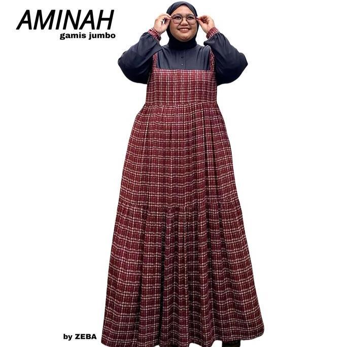 Zeba | Aminah Gamis Rayon Diamond Jumbo BB 70 - 150 kg LD 120 - 150 PB 145+ cm Maxi Ibu Dress Wanita