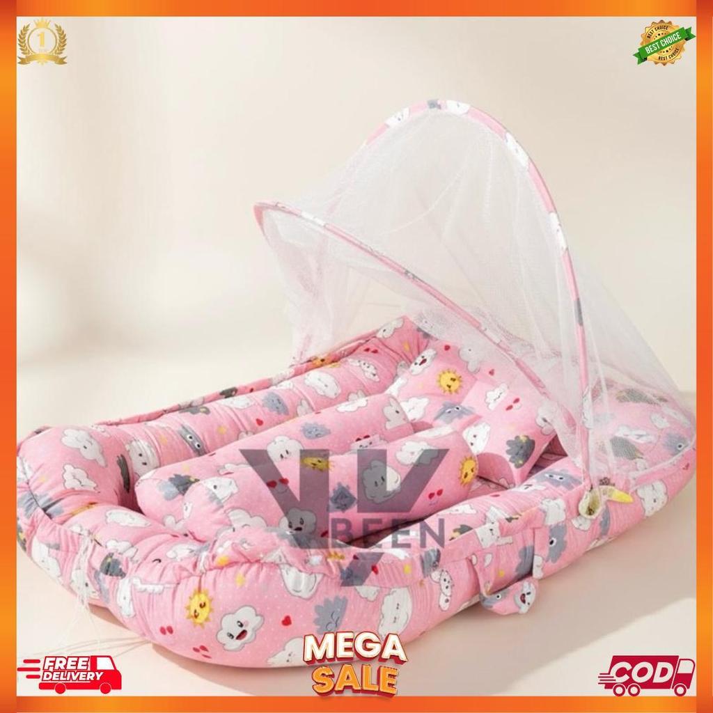 Premium Kasur Bayi Newborn Set Kelambu / Kasur Bayi Kelambu Set Dengan Bantal Guling / Kasur Kelambu