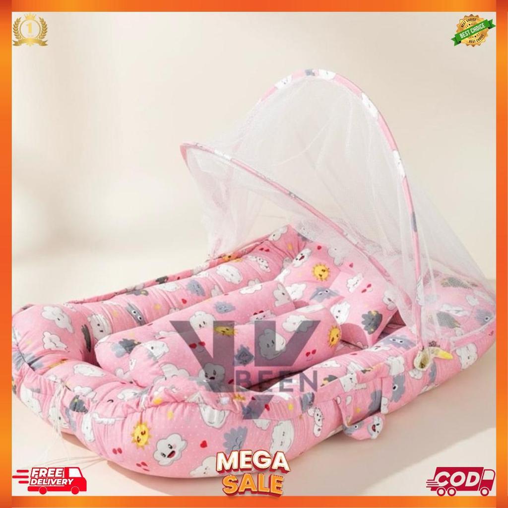 Premium Kasur Bayi Newborn Set Kelambu / Kasur Bayi Kelambu Set Dengan Bantal Guling / Kasur Kelambu