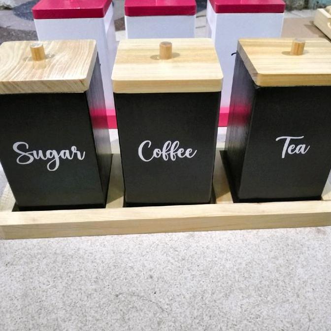 TOPLES TEMPAT GULA KOPI TEH SET KAYU SOLID Garam