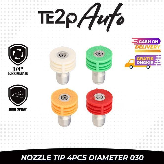 Te2P Auto Nozzle Tip Set 4Pcs E Semprot 0 15 25 40 Qui Release 14 Adaptor Size Diameter 030 Kepala U