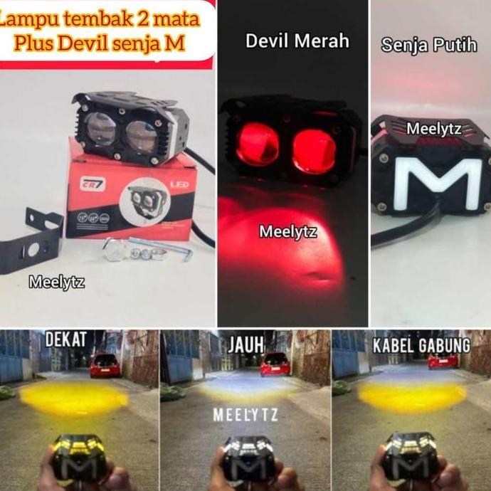 AISYAHAAFIL - LAMPU TEMBAK 2 MATA CR7 PLUS DEVIL DAN SENJA FULL ALUMUNIUM WATERPROOF PREMIUM CS1072