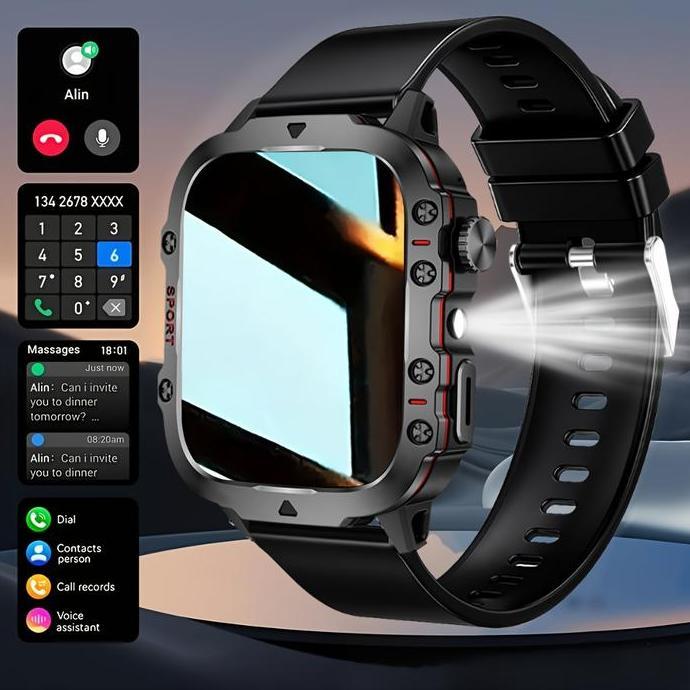 Jam Tangan Pintar Pria Militer Tangguh Original Baru, Jam Tangan Pintar Olahraga dengan Panggilan Bl