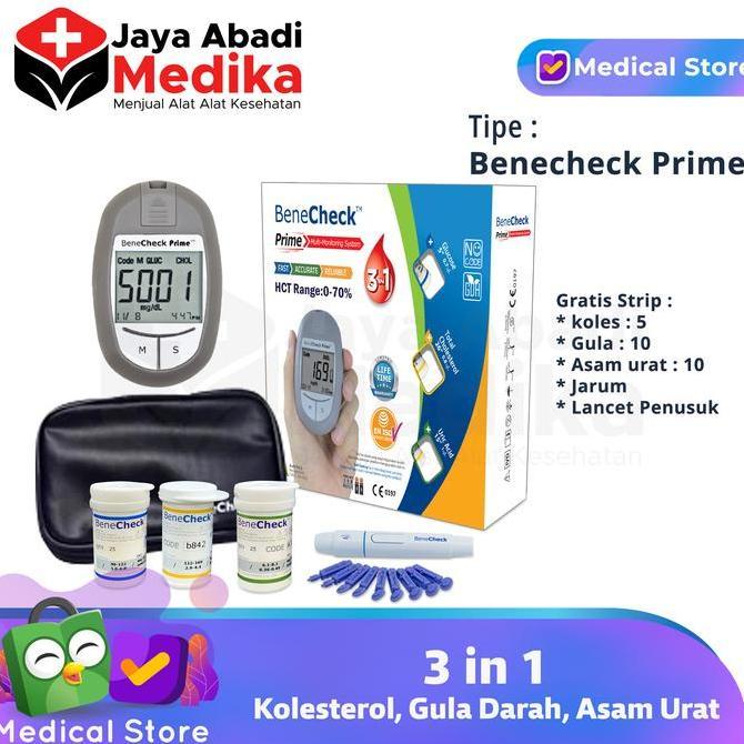Medkit- Benecheck Prime 3 In 1 Alat Tes Kolesterol Gula Darah Asam Urat Akurat