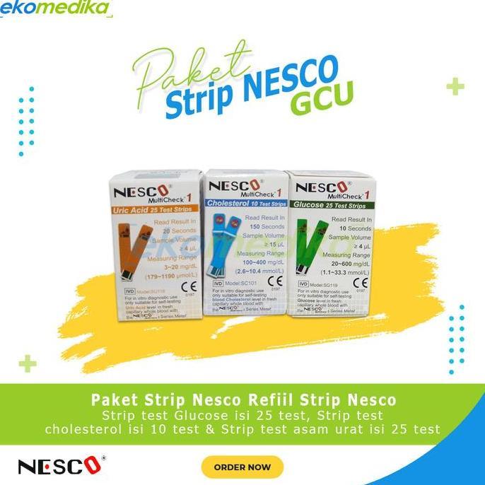 Medkit- Paket Refiil Strip Nesco Gcu Lengkap (Glucose,Cholesterol,Uric Acid)