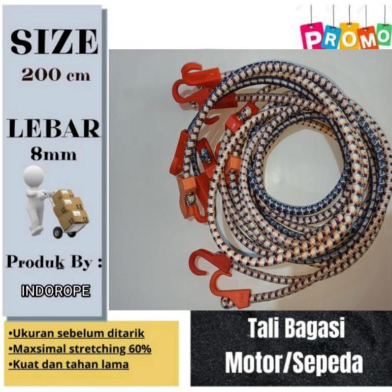 original tali bagasi motor 200 cm/tali ikat barang 2 meter/tali elastis 2 meter