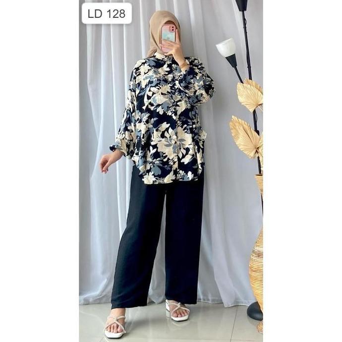 Wkwkwk- One Set Jumbo Raysha Set Ld128 Setelan Kekinian Rayon Mix Crinkle