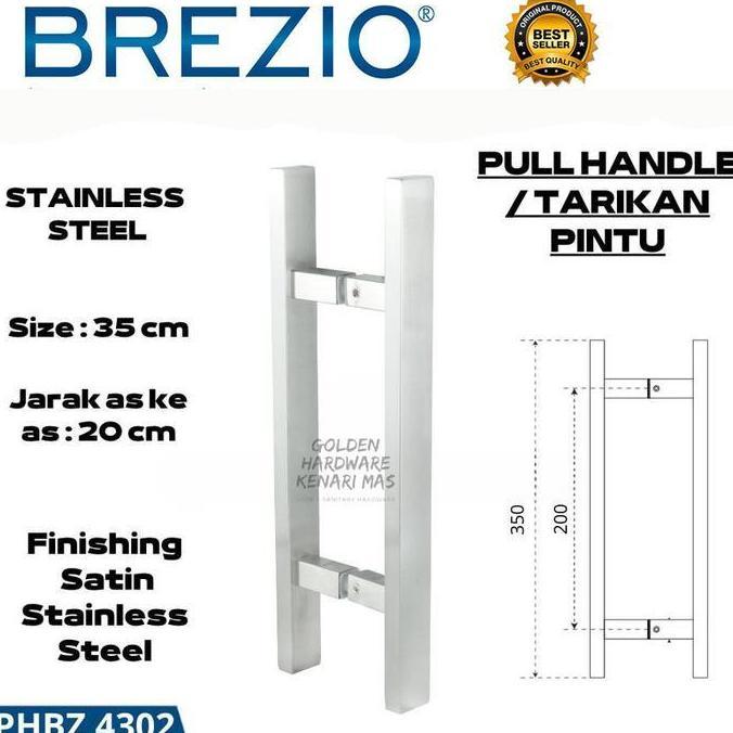 BREZIO PHBZ 4302 4312 Pull Handle Gagang Pintu Rumah Minimalis 2 Kotak 35CM Daun Satin Stainless Ste