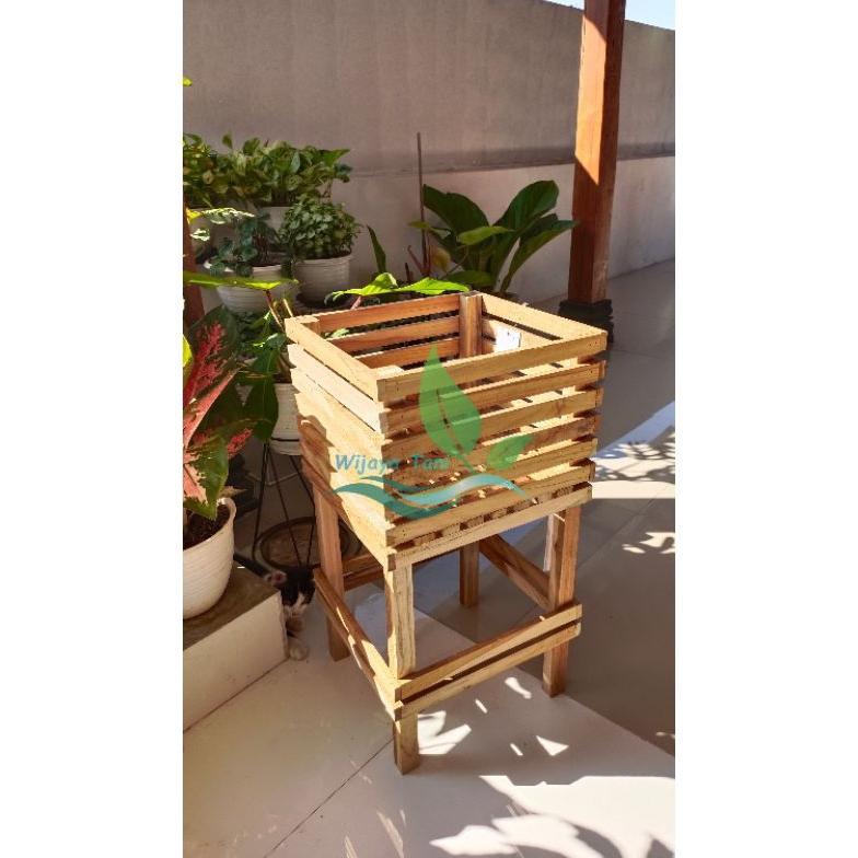 Ready Pot Anggrek Kayu Jati Oven Gramma | Rak Anggrek Kayu | Pot Anggrek Gramma