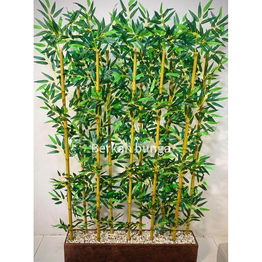 Wfhgx- Pohon Bambu Partisi Artifcial Plastik T.170Cm P.100Cm Penyekat Ruangan Hiasan Dekorasi Rumah 