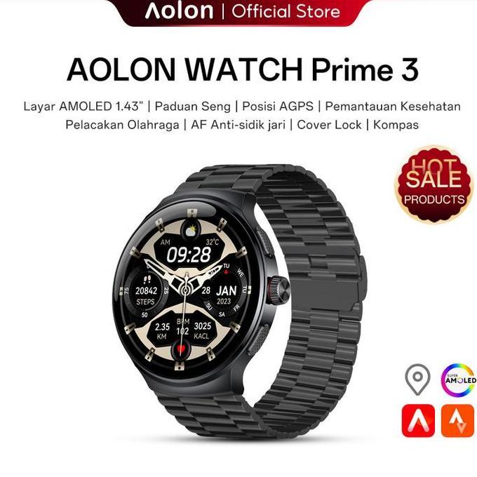 Aolon Prime 3 Smartwatch 466466 px*Amoled Display Waterproof BluetoothCall Fashion Edge Pro-Level Sp