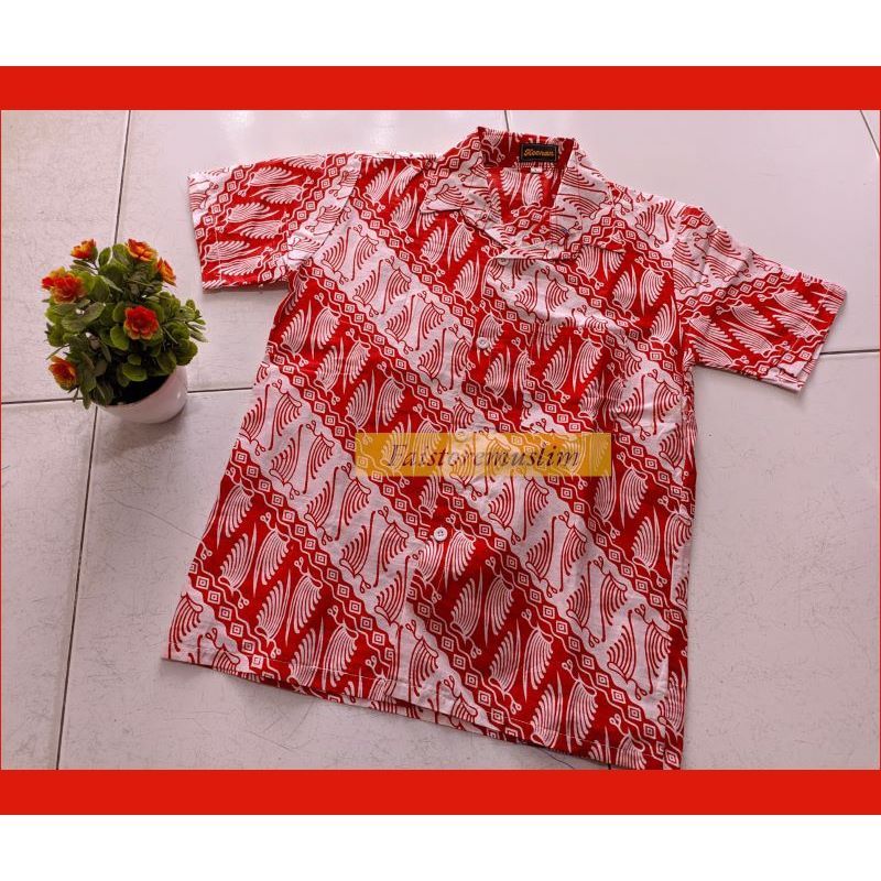Baju/kemeja batik merah putih anak