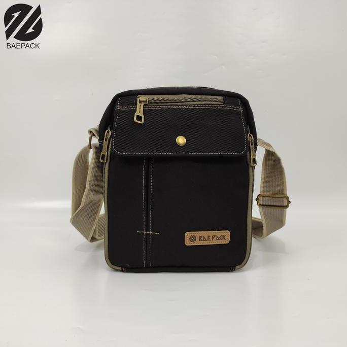 DS307 - Baepack Tas Selempang Kanvas Pria Xavier Hitam Original / Tas Bahu Selempang Canvas Premium 