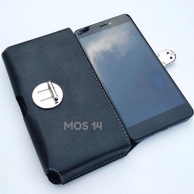 DI144 - DOMPET HP TAS PINGGANG HORIZONTAL 1 SLOT 5,5 INCI KULIT SINTETIS Pria Hitam