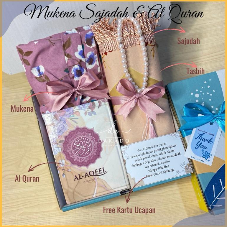 BEST SELLER HAMPERS MUKENA DEWASA SATU SET SAJADAH AL QURAN FREE TASBIH / SESERAHAN MUKENA SAJADAH P