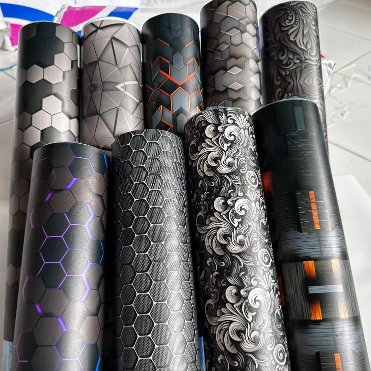 paket hemat sticker skotlet karbon hexagon 5d doff / skotlet stiker motor dan mobil / motif keren ke