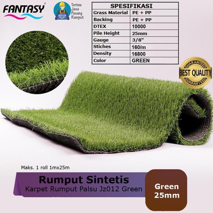 Fantasy Karpet Rumput Palsu 1m x 25 meter - Pabrik Rumput Sintetis Roll Tebal 1 cm 2 cm 2.5 cm 3 cm 