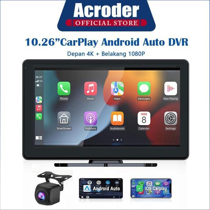 MAZANAC Acroder  Dashcam Mobil 10 inch Carplay Android Auto DVR Layar Sentuh Dual Lens Loop Recordin