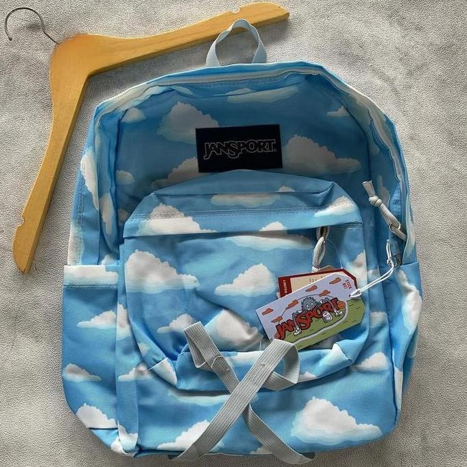 DE26 - Tas JanSport Motif Awan Biru Cocok Untuk Pria Wanita Tas Dengan Design Unik Dan Lucu