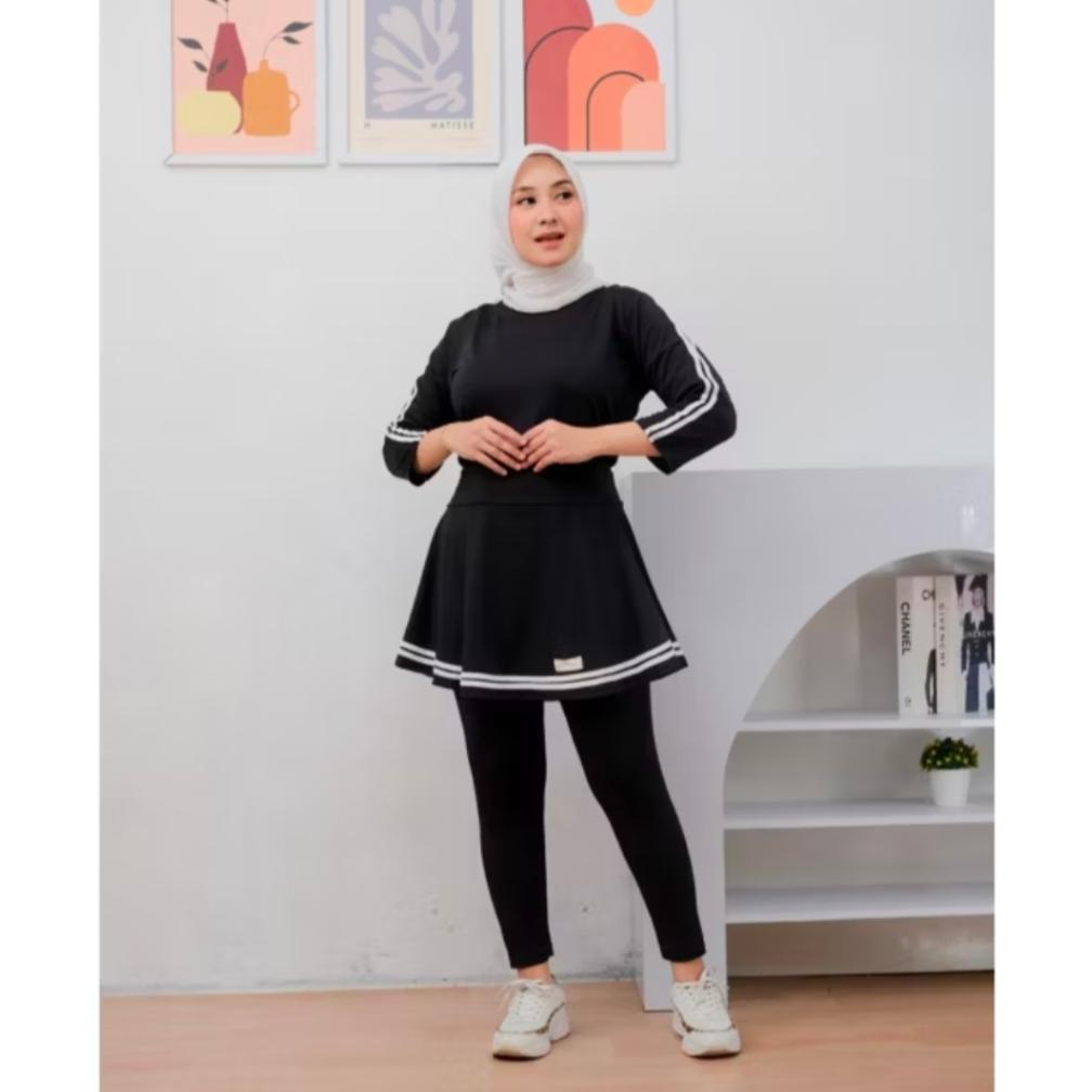 original atlana set -one set jersey zumba yoga tenis bersepeda olahraga-setelan rok legging baju sen